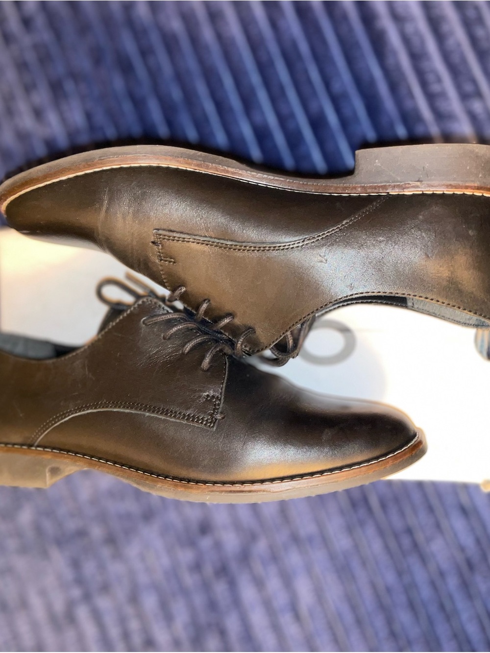 Aldo Black Leather Lace-Up Flats